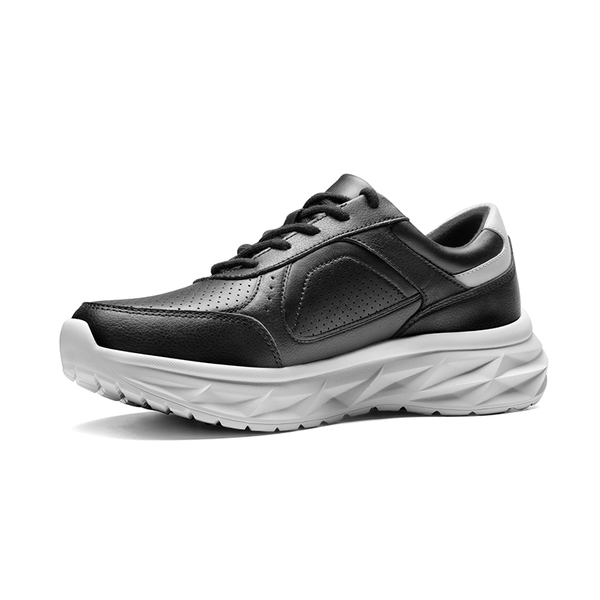 [ActiveCity] Men's Comfortable Leather Walking Sneakers - BLACK - 2